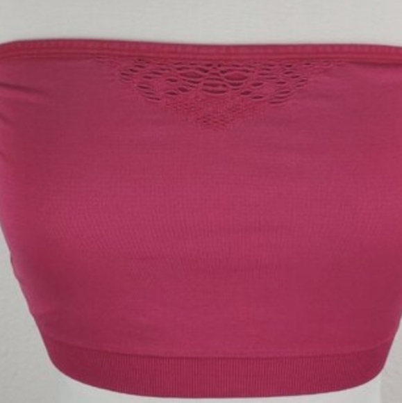 Jasmine & Ginger Cerise Red Knit Jersey Open Back Bandeau Bra Crop Top Large NWT - Picture 5 of 9